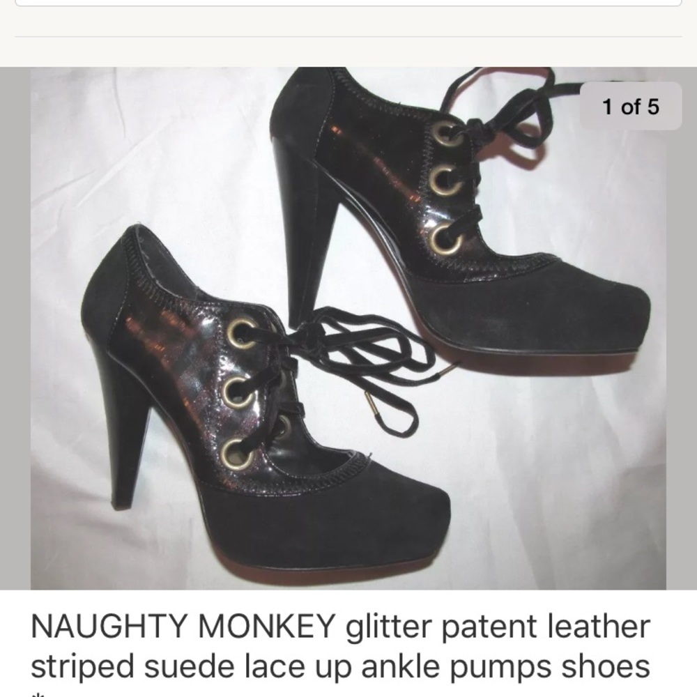 NAUGHTY MONKEY glitter red striped ankle shoes 6.5